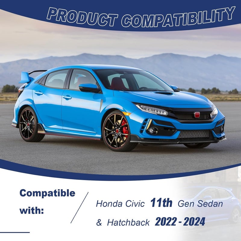 Gear Up Front Bumper Lip for Honda Civic 11th Gen 2022-2024 PP Front Lip Splitter Spoiler(Carbon Fiber Printing) - Image 2